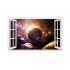 Sticker decorativ, fereastra 3D,  Planeta, 85 cm, 1042STK