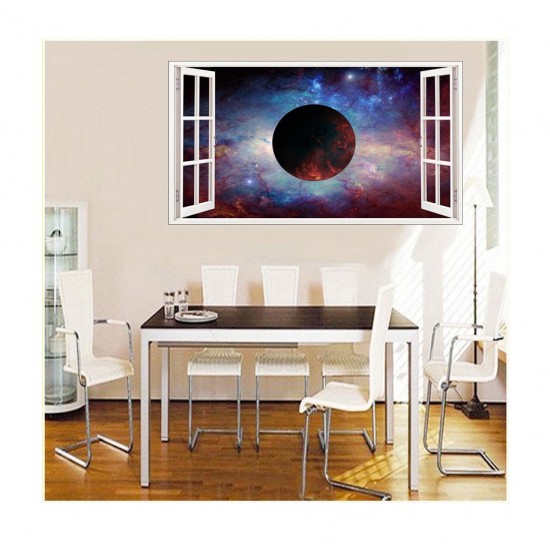 Sticker decorativ, fereastra 3D,  Planeta, 85 cm, 1043STK