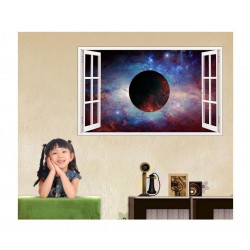 Sticker decorativ, fereastra 3D, Planeta, 85 cm, 1043STK Sticker decorativ, fereastra 3D, Planeta, 85 cm, 1043STK