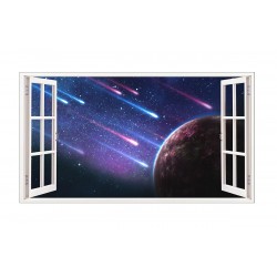 Sticker decorativ, fereastra 3D,  Planeta, 85 cm, 1045STK