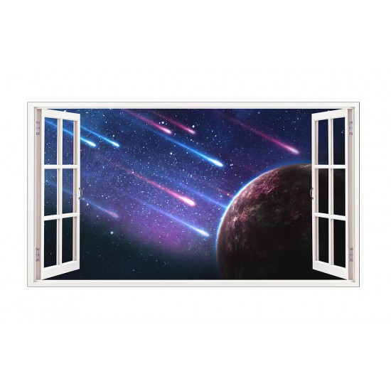 Sticker decorativ, fereastra 3D,  Planeta, 85 cm, 1045STK