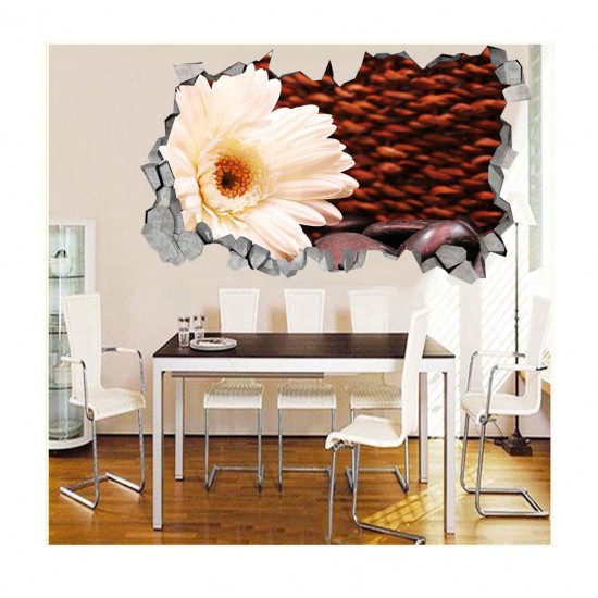 Sticker decorativ, gaura in perete 3D,  Floare, 85 cm, 183STK-1