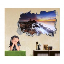 Sticker decorativ, gaura in perete 3D,  Munte, 85 cm, 165STK-2