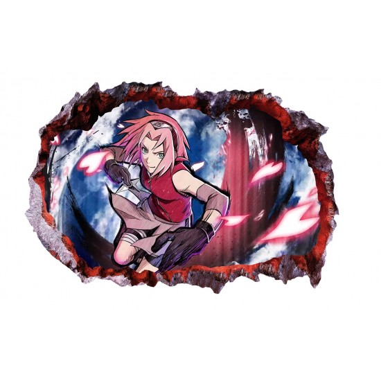 Sticker decorativ, gaura in perete 3D,  Naruto, 85 cm, 1031STK-1