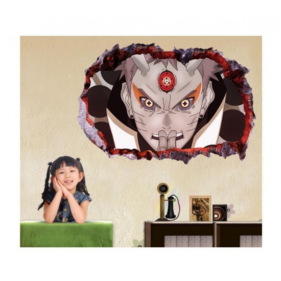 Sticker decorativ, gaura in perete 3D,  Naruto, 85 cm, 1053STK-1