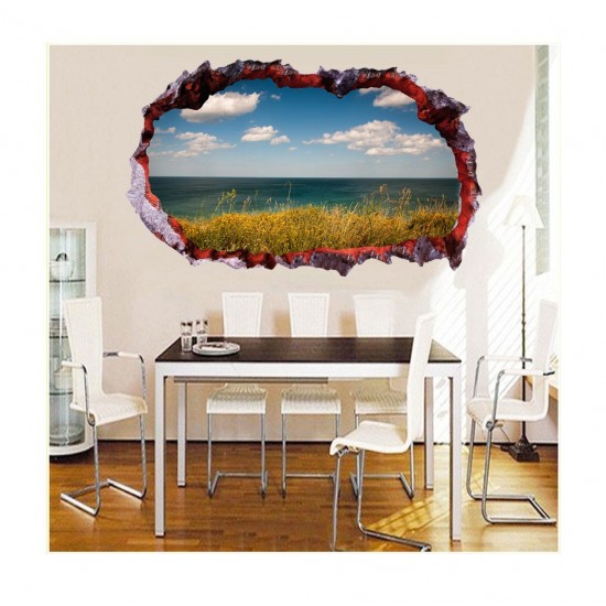 Sticker decorativ, gaura in perete 3D,  Ocean, 85 cm, 163STK-1