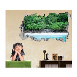 Sticker decorativ, gaura in perete 3D, Padure, 85 cm, 182STK-1 Sticker decorativ, gaura in perete 3D, Padure, 85 cm, 182STK-1