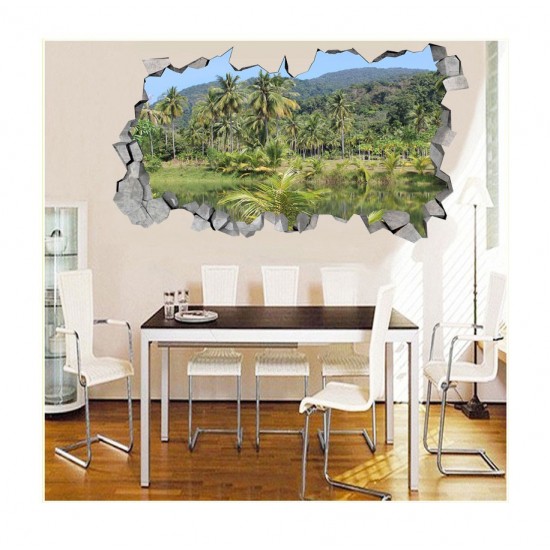 Sticker decorativ, gaura in perete 3D,  Palmieri, 85 cm, 185STK-1