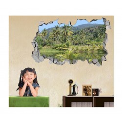 Sticker decorativ, gaura in perete 3D, Palmieri, 85 cm, 185STK-1 Sticker decorativ, gaura in perete 3D, Palmieri, 85 cm, 185STK-1