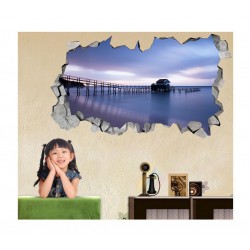Sticker decorativ, gaura in perete 3D, Plaja, 85 cm, 168STK-1 Sticker decorativ, gaura in perete 3D, Plaja, 85 cm, 168STK-1