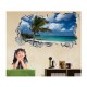 Sticker decorativ, gaura in perete 3D,  Plaja, 85 cm, 174STK-2