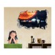 Sticker decorativ, gaura in perete 3D,  Planeta, 85 cm, 1037STK-1