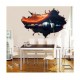 Sticker decorativ, gaura in perete 3D,  Planeta, 85 cm, 1037STK-3