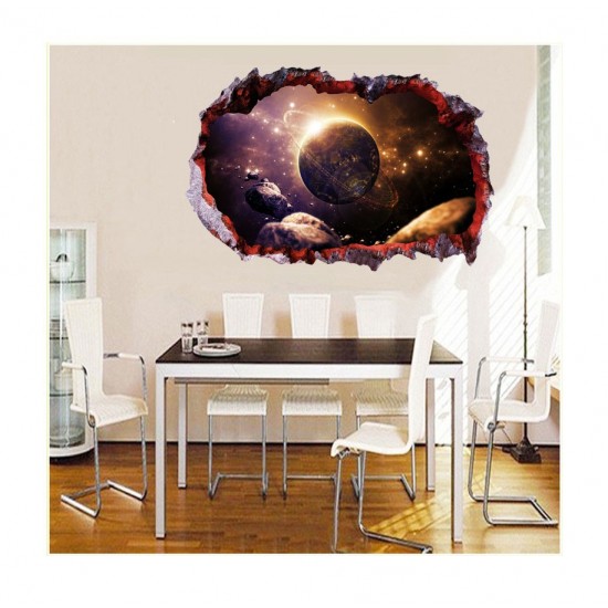 Sticker decorativ, gaura in perete 3D,  Planeta, 85 cm, 1042STK-1