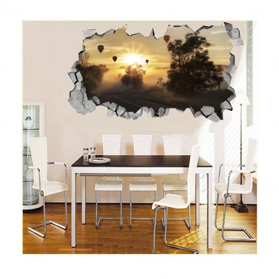 Sticker decorativ, gaura in perete 3D,  Rasarit, 85 cm, 171STK-1