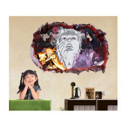 Sticker decorativ, gaura in perete 3D, Uchiha-Uzumaki, 85 cm, 1017STK-1