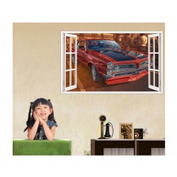 Sticker decorativ masina, Ferestra 3D, 80 cm, 1012STK