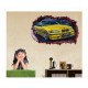 Sticker decorativ masina, Gaura in perete 3D, 80 cm, 1010STK-2 Sticker decorativ masina, Gaura in perete 3D, 80 cm, 1010STK-2