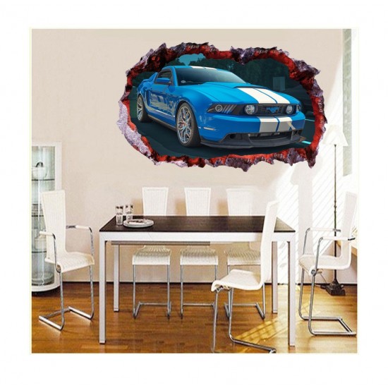 Sticker decorativ masina, Gaura in perete 3D, 80 cm, 1011STK-2 Sticker decorativ masina, Gaura in perete 3D, 80 cm, 1011STK-2