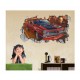Sticker decorativ masina, Gaura in perete 3D, 80 cm, 1012STK-1 Sticker decorativ masina, Gaura in perete 3D, 80 cm, 1012STK-1