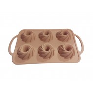 Tava din silicon pentru prajituri, Spirala 6 cavitati, 27 cm, CooKstyle, 130COF