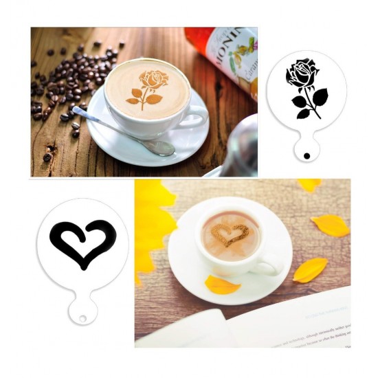 Set 50 de sabloane pentru decorarea parjiturilor, cafea, pentru pictura, Alb, 8.7 cm, A1427