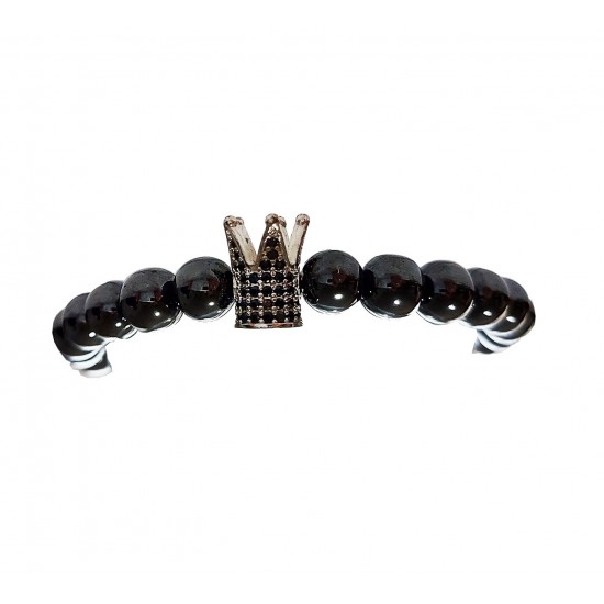 Bratara cu pietre naturale, Onix, Silver Crown, A4B138-1 Bratara cu pietre naturale, Onix, Silver Crown, A4B138-1
