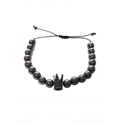 Bratara cu pietre naturale, Onix, Black Crown, A4B139-1