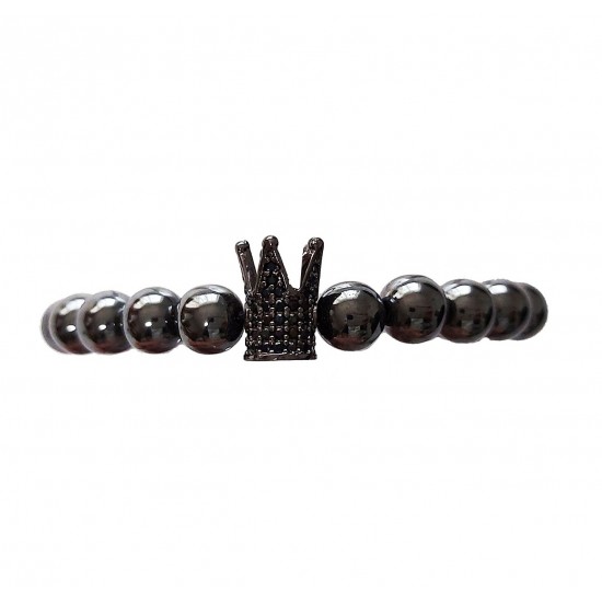 Bratara cu pietre naturale, Onix, Black Crown, A4B139-1 Bratara cu pietre naturale, Onix, Black Crown, A4B139-1