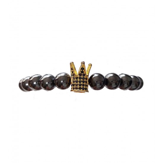Bratara cu pietre naturale, Onix, Gold Crown, A4B141-1 Bratara cu pietre naturale, Onix, Gold Crown, A4B141-1