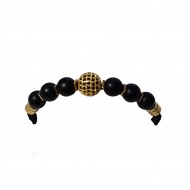 Bratara cu pietre naturale, Onix, Gold Charm, A4B174 Bratara cu pietre naturale, Onix, Gold Charm, A4B174