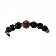 Bratara cu pietre naturale, Onix, Roz auriu Charm, A4B173 Bratara cu pietre naturale, Onix, Roz auriu Charm, A4B173