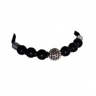 Bratara cu pietre naturale, Onix, Silver Charm, A4B175 Bratara cu pietre naturale, Onix, Silver Charm, A4B175