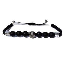 Bratara cu pietre naturale, Onix, Silver Charm, A4B175 Bratara cu pietre naturale, Onix, Silver Charm, A4B175