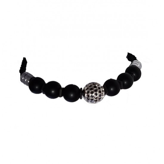Bratara cu pietre naturale, Onix, Silver Charm, A4B175 Bratara cu pietre naturale, Onix, Silver Charm, A4B175