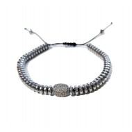 Bratara cu pietre naturale, Onix, Silver Charm cu Zirconiu, A4B166 Bratara cu pietre naturale, Onix, Silver Charm cu Zirconiu, A4B166