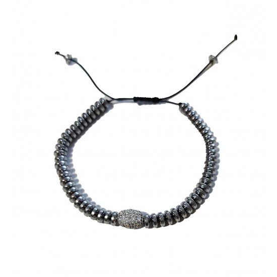 Bratara cu pietre naturale, Onix, Silver Charm cu Zirconiu, A4B166 Bratara cu pietre naturale, Onix, Silver Charm cu Zirconiu, A4B166