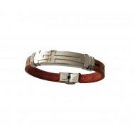 Bratara  din piele ecologica, Cruce, Inox, A4B102