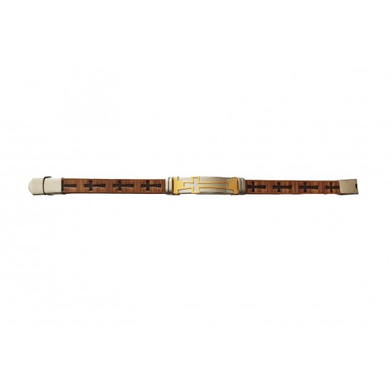 Bratara din piele ecologica, Cruce, Inox, A4B104 Bratara din piele ecologica, Cruce, Inox, A4B104