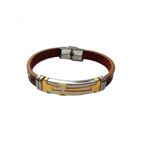 Bratara din piele ecologica, Cruce, Inox, A4B104 Bratara din piele ecologica, Cruce, Inox, A4B104