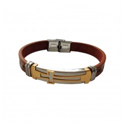 Bratara din piele ecologica, Cruce, Inox, A4B107