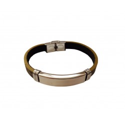 Bratara din piele ecologica, Inox, A4B54