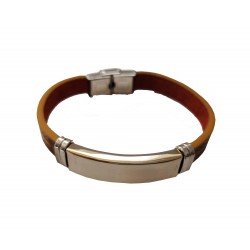 Bratara din piele ecologica, Inox, A4B58
