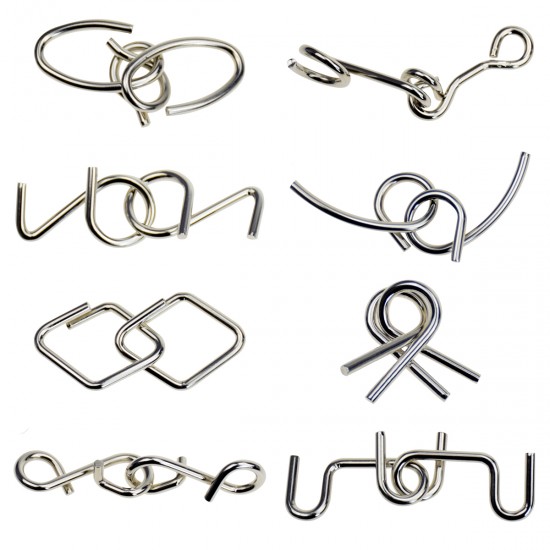 Set  puzzle Brain Twister 8 jocuri din Metal, pentru copii si adolescenti, 9BAFF