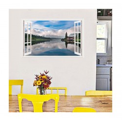 Sticker decorativ, Fereastra 3D, Cer oglindit in lac, 85 cm, 390STK Sticker decorativ, Fereastra 3D, Cer oglindit in lac, 85 cm, 390STK