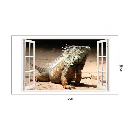 Sticker decorativ, Fereastra 3D, Chameleon Dragon, 85 cm, 324STK