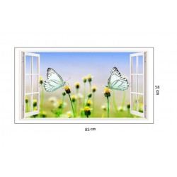 Sticker decorativ, Fereastra 3D, Fluturi, 85 cm, 292STK