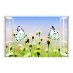 Sticker decorativ, Fereastra 3D, Fluturi, 85 cm, 292STK