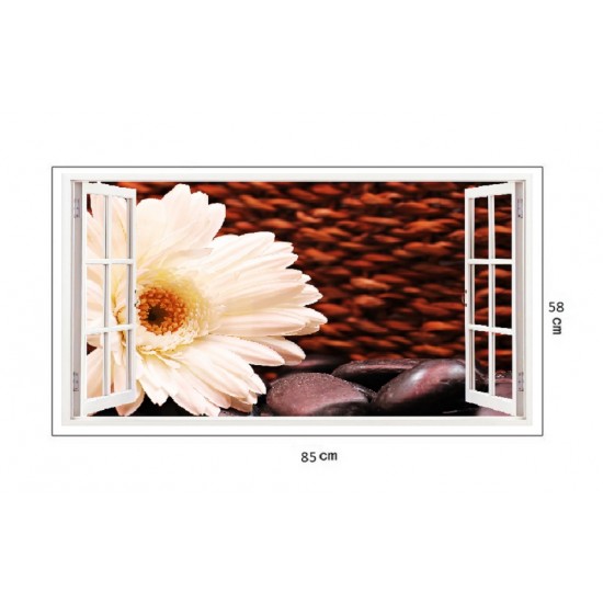 Sticker decorativ, Fereastra 3D, Gerbera, 85 cm, 183STK