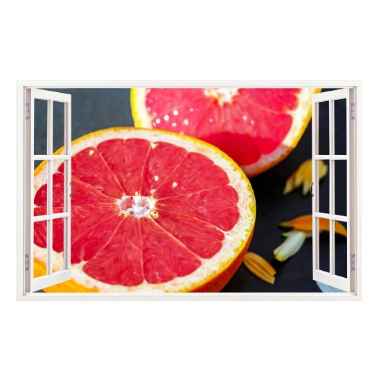 Sticker decorativ, Fereastra 3D, Grepfrut, 85 cm, 301STK Sticker decorativ, Fereastra 3D, Grepfrut, 85 cm, 301STK
